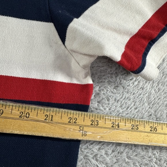Vintage Ralph Lauren Polo Shirt Mens XL Chunky Stripe Blue USA Cotton Preppy 90s - Picture 5 of 11